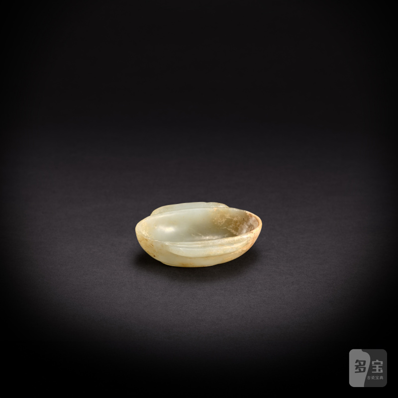 A small pale celadon jade cup, Han dynasty | 漢 青白玉耳盃